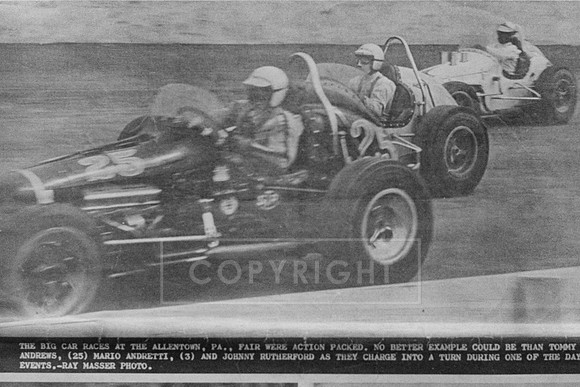 #25 Tommy McAndrews, #3 Mario Andretti and John Rutherford USAC at Allentown