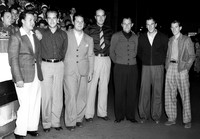 Midget Race Drivers Babe Stapp, Ted Horn, Bjoinstad, Al Stewart, Lou Meyer, Geo Connors and Householder Before the Vanderbilt Cup Race at Roosevelt