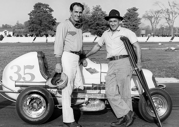 #35 Bill Schindler Von Nostrom Offy at Danbury withMechanic Johnny Pawl