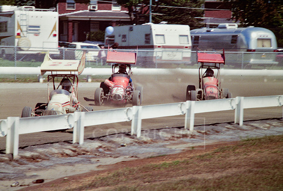 #27 Hal Wilson, #72 Johnny Dodd Jr and #3 Jack Rabold at York Fairgrounds-9
