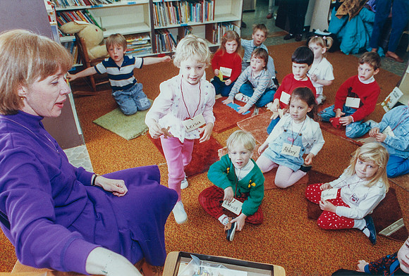 Librarian Chris Chilcote Conducting Storytime - March 1991