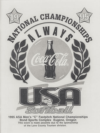 USA Softball 1995 ASA Men's %22C%22 Fastpitch National Championships Eugene OR Program-2