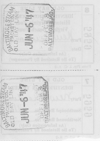 Old Bay Line - Baltimore Steam Packet Co - ID Ticket for Historic Virginia and Virginia Beach Tour 1947 (back)-2