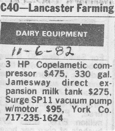 Lancaster Farming Ad - 1982