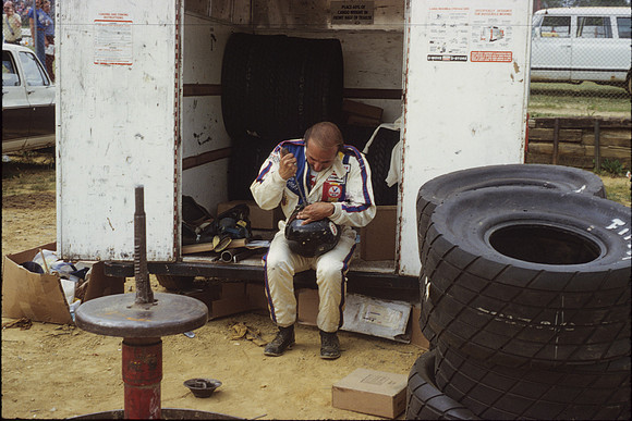 Duke Cook fixing helmet