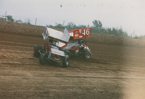 #46 Kelly Kinser and #20 Jeff Donelson Eldora 7-25-86